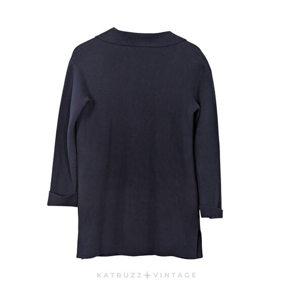 Talbots Sweater Blazer S Blue Oversized Navy Work Office Layer Casual Cardigan - Picture 2 of 9